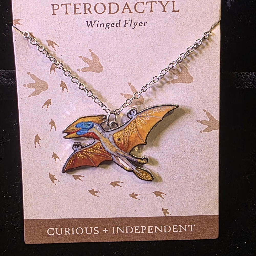 EARTHBOUND Pterodactyl Winged Flyer Necklace - Orange and Blue